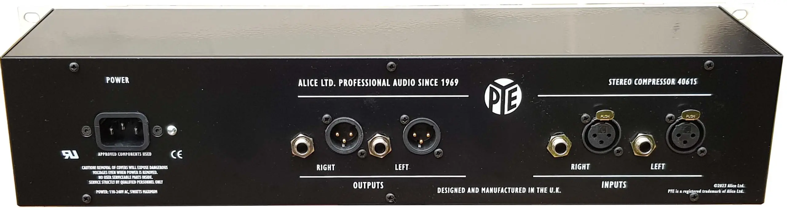 Rear sockets of the Pye 4061S analogue limiter-compressor